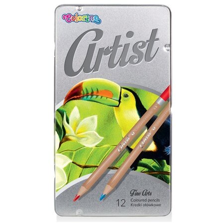 KIDS KREDKI OŁÓWKOWE OKRĄGŁE COLORINO "ARTIST" METAL.PUDEŁKO12SZT