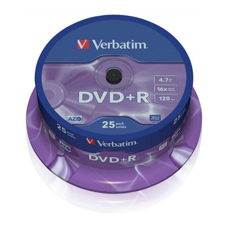 VERBATIM DVD+R 4.7GB 16xCAKE 25 43500