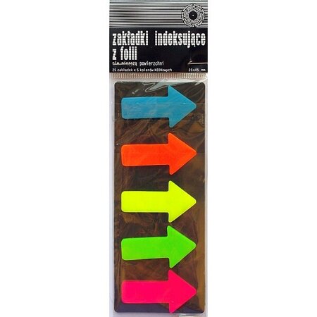 ZAKŁADKI INDEKSUJĄCE PET STRZAŁKI 5X25X45MM 25ARK NEON